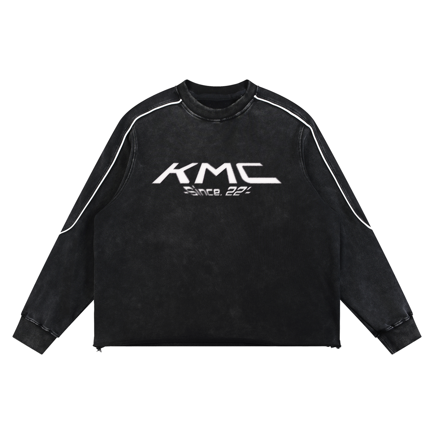 Raw Hem,Sweatshirt,Crew Neck,Black,Vintage,Oversized,Heavyweight