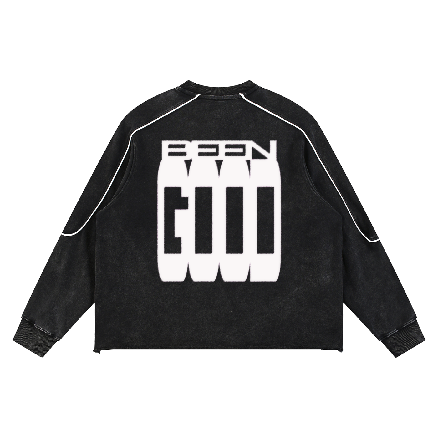 Raw Hem,Sweatshirt,Crew Neck,Black,Vintage,Oversized,Heavyweight