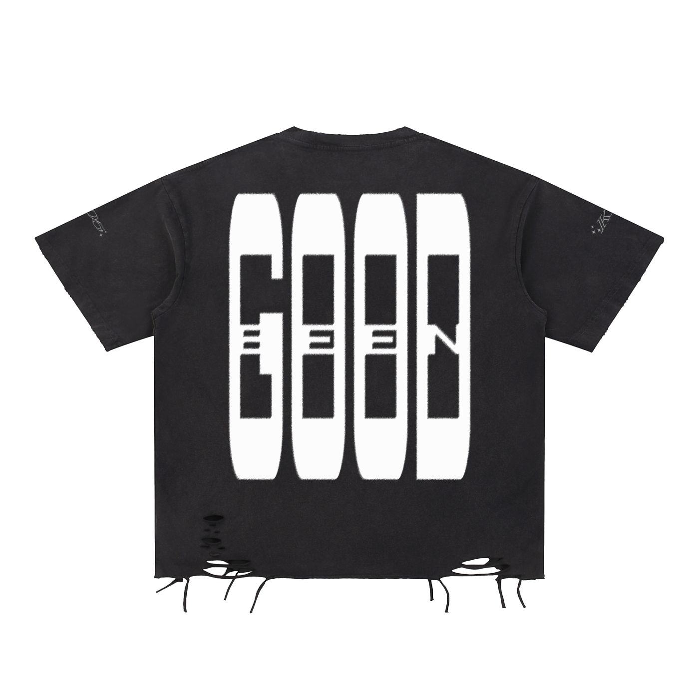 Raw Hem,Vintage,Black,T- Shirt