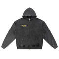 Coat,Denim,Black,Blue,Zip Up,Heavyweight,Baggy