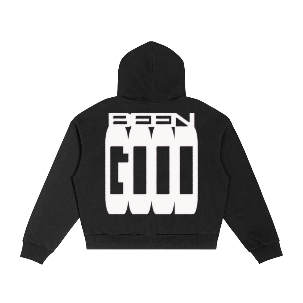 Black,Hoodie,Zip up,Plaid,Boxy