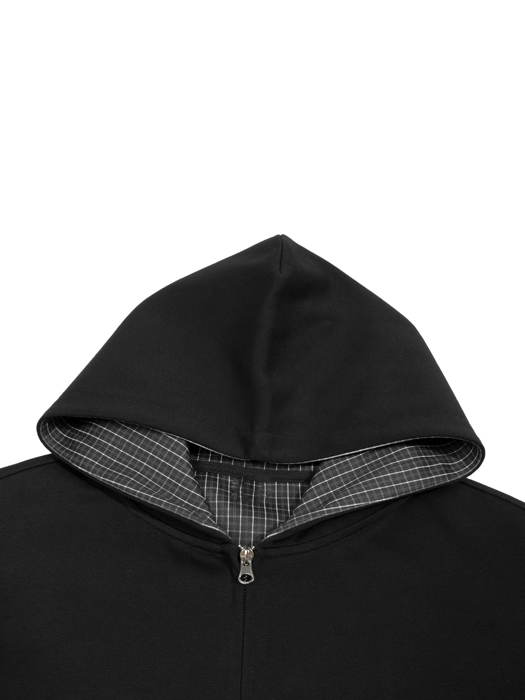 Plaid,Hoodie,Zip Up,Boxy,Gray